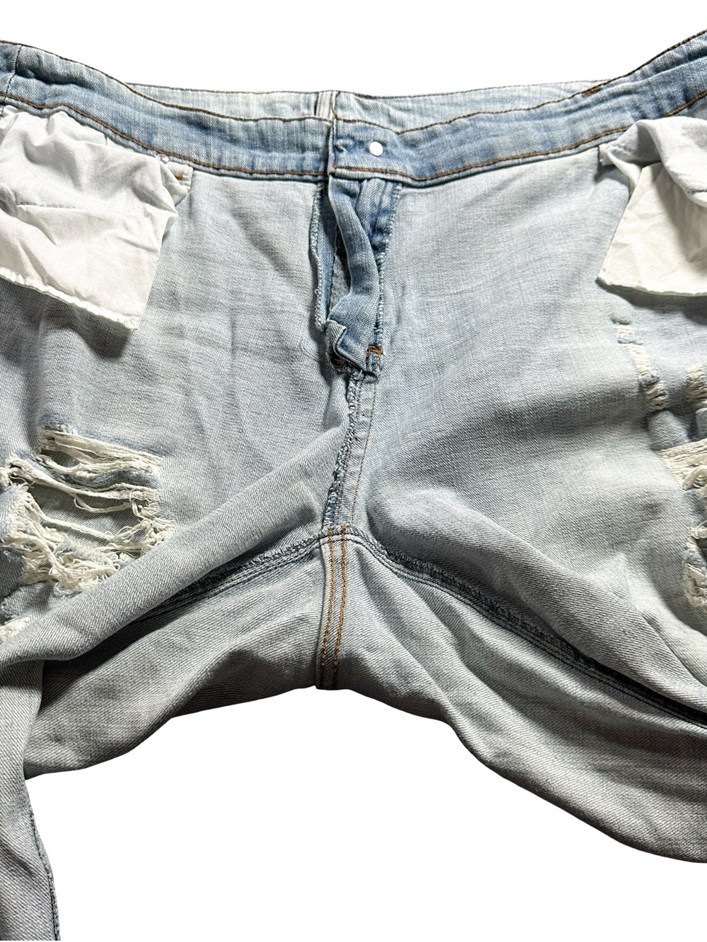 Ashley Stewart Size 20 Distressed Light Wash Cuffed Jeans Plus Size - Picture 4 of 10